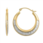 Taylor Grace 10K Gold Two-Tone Greek Key Hoop Earrings