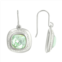 Forever Radiant Sterling Silver Green Cushion Crystal Halo Drop Earrings