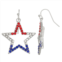 Celebrate Together Americana Silver Tone Red, White, & Blue Crystal Open Star Drop Earrings