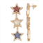 Celebrate Together Americana Gold Tone Crystal Linear Star Drop Earrings