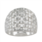 City Luxe Silver Tone Basketweave Textured Dome Ring