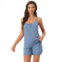 Cheibear Womens Loungewear Solid Color Ruffle Trim Camisole Tops With Shorts Pajama Sets