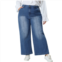 Agnes Orinda Plus Size Jeans For Women Wide Leg Baggy Washed Stretch With Pockets Denim Ankle Pants