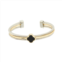 Juvell Two-Tone 18k Gold Plated Lab-Created Onyx Blossom Medallion Cuff Bracelet