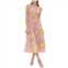 August Sky Womens Short Flutter Sleeves Tiered Floral Midi Dress