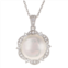 PearLustre by Imperial Sterling Silver Freshwater Cultured Pearl & White Topaz Pendant Necklace