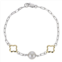 PearLustre by Imperial Two Tone Sterling Silver Freshwater Cultured Pearl Clover Station Bracelet