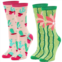 Zodaca 2 Pairs Novelty Cactus Crew Cotton Socks For Women And Men, One Size, 2 Designs