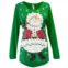 MCCC Sportswear Santa Snowman Patterned Womens Adult Dropped Back Hem Long Sleeve Green Swing Top - 3x