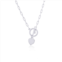 Argento Bella Heart Charm Paper Clip Chain Toggle Necklace