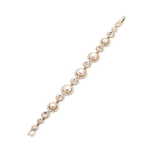 Marchesa Gold-Tone Imitation Pearl & Crystal Link Bracelet