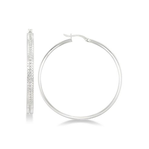 Simone I. Smith Textured Hoop Earrings in Sterling Silver