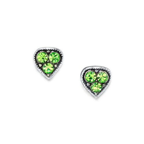 2028 Silver Tone Crystal Heart Stud Earrings