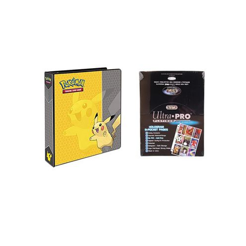Pokemon Pikachu 2 3 Ring Binder Card Album with 100 Ultra Pro Platinum 9 Pocket Sheets