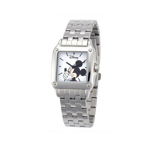 Ewatchfactory Disney Mickey Mouse Womens Silver Square Steel Watch