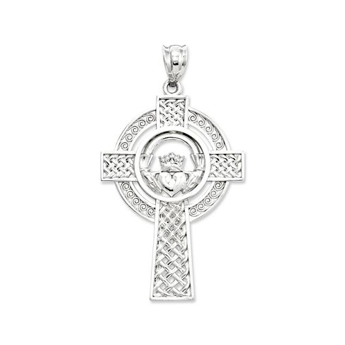 Macys 14k White Gold Charm Celtic Claddagh Cross Charm
