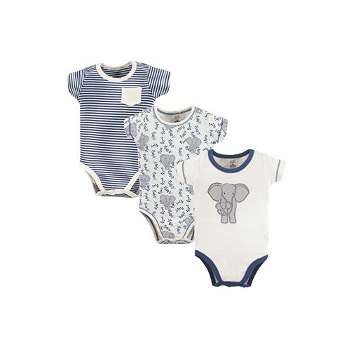 Touched by Nature Baby Boys Baby Organic Cotton Bodysuits 3pk Elephant
