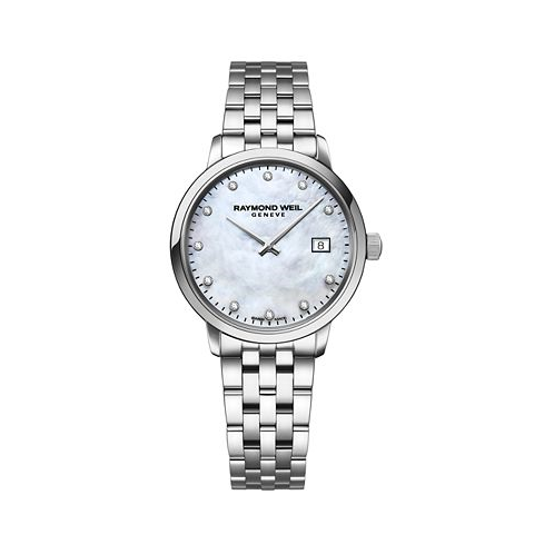 Raymond Weil Womens Swiss Toccata Diamond-Accent Stainless Steel Bracelet Watch 29mm
