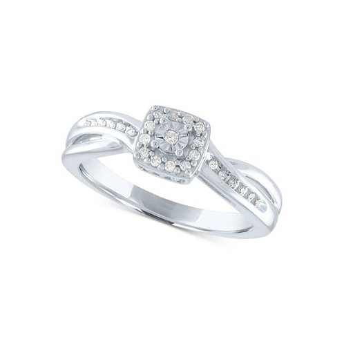 Promised Love Diamond Square Cluster Promise Ring (1/10 ct. t.w.) in Sterling Silver