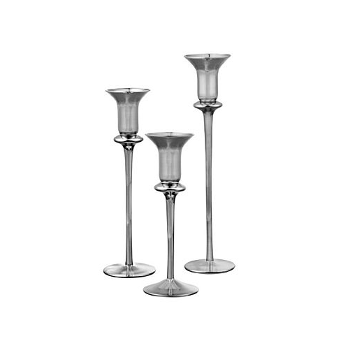 Qualia Glass Argent Glass Candlesticks Set Of 3