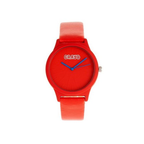 Crayo Unisex Splat Red Leatherette Strap Watch 38mm