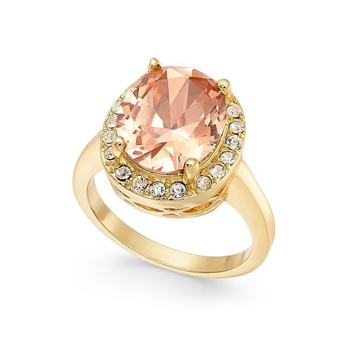 Charter Club Gold-Plate Crystal Oval Halo Ring