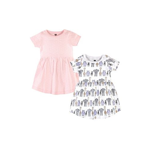 Hudson Baby Baby Girls Cotton Short-Sleeve Dresses 2pk Pink Safari