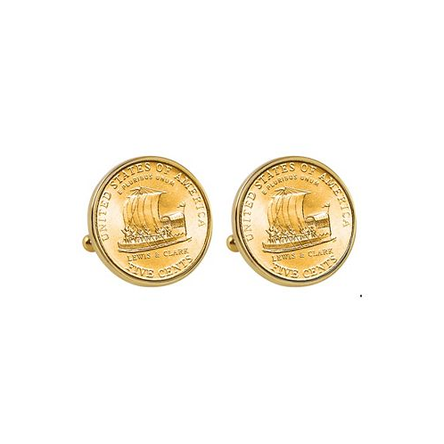 American Coin Treasures Gold-Layered 2004 Keelboat Nickel Bezel Coin Cuff Links