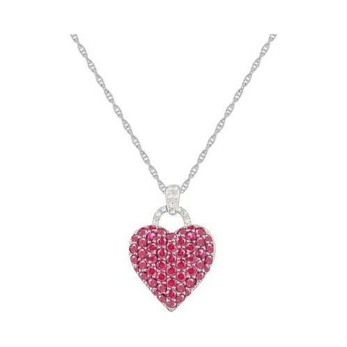 Macys Sapphire (1-3/4 ct. t.w.) and Diamond Accent Heart Pendant Necklace in Sterling Silver (Also Available in Ruby and Pink Sapphire)