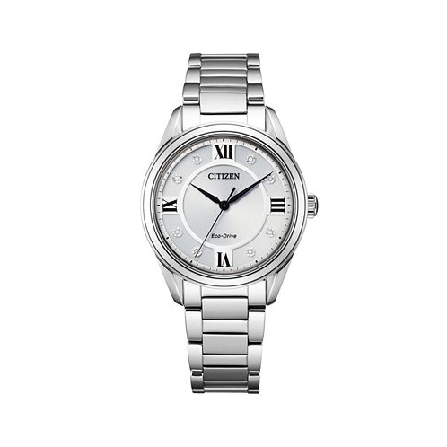 Citizen Eco-Drive Womens Arezzo Diamond-Accent Stainless Steel Bracelet Watch 32mm