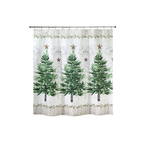 Avanti Trees with Gold Star Holiday Shower Curtain 72 x 72