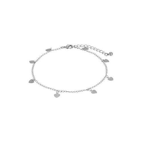 2028 Womens Silver-Tone Chain with Heart Drops Anklet