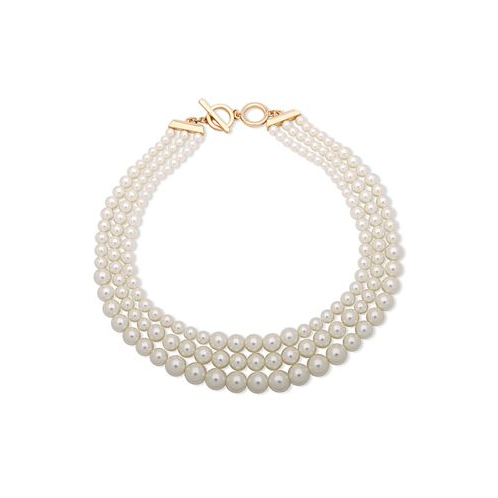 Anne Klein Three Row Gradulated Pearl Collar Necklace 18.5