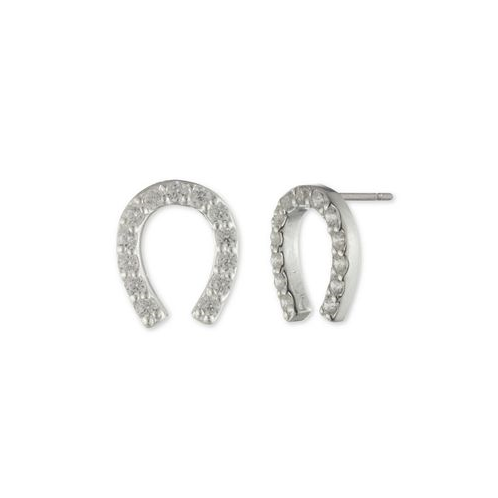 Ralph Lauren Cubic Zirconia Horseshoe Stud Earrings in Sterling Silver