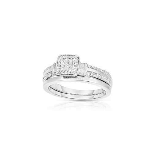 Promised Love Diamond Square Cluster Ring (1/4 ct. t.w.) in 14k Gold-Plated Sterling Silver or Sterling Silver