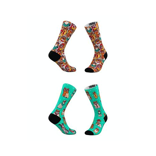 Tribe Socks Mens and Womens Hipster Cat Socks Set of 2