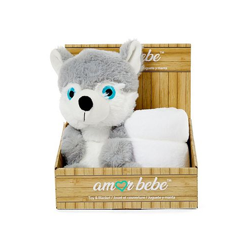 Amor Bebe Baby Boys and Baby Girls Plush Wolf with Blanket