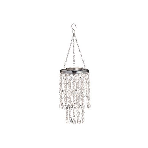 Glitzhome Solar Lighted Jewel Beaded Wind Chime or Chandelier Hanging Decor