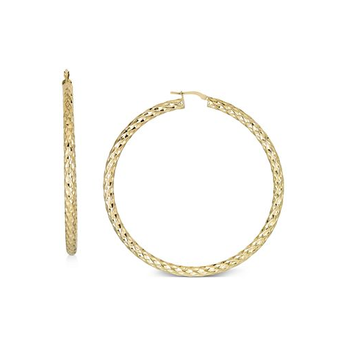 Italian Gold Textured Large Hoop Earrings in 14k Gold-Plated Sterling Silver