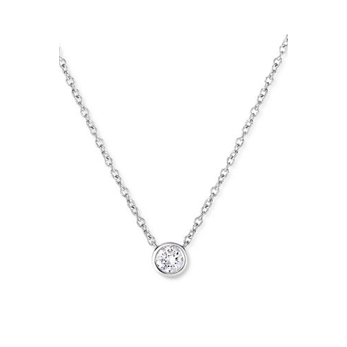 Forever Grown Diamonds Lab-Created Diamond Bezel Solitaire Pendant Necklace (1/5 ct. t.w.) in Sterling Silver 18 + 2 extender