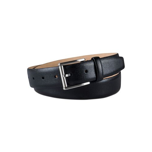 Calvin Klein Mens Textured Leather Roller Bar Buckle Belt