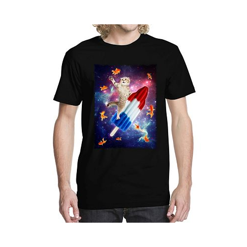 Buzz Shirts Mens Rocket Cat Graphic T-shirt
