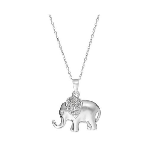 Macys Diamond Elephant 18 Pendant Necklace in Sterling Silver (1/10 ct. t.w.)