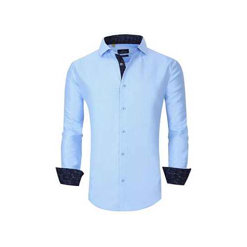 Azaro Uomo Mens Slim Fit Business Nautical Button Down Dress Shirt