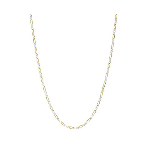 Macys Giani Bernini Figaro Link 18 Chain Necklace in Sterling Silver & 18k Gold-Plated