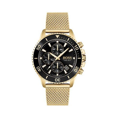 Hugo Boss Mens Admiral Chronograph Gold-Plated Stainless Steel Strap Watch 45mm