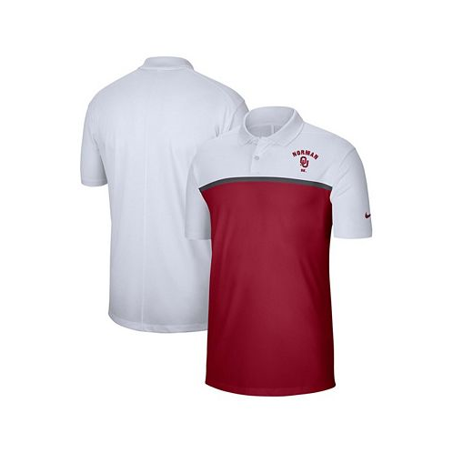 Nike Mens White Crimson Oklahoma Sooners Color Block Victory Performance Polo Shirt