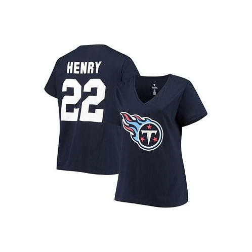 Fanatics Womens Plus Size Derrick Henry Navy Tennessee Titans Name Number V-Neck T-shirt