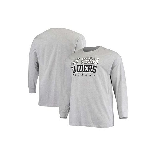 Fanatics Mens Big and Tall Heathered Gray Las Vegas Raiders Practice Long Sleeve T-shirt