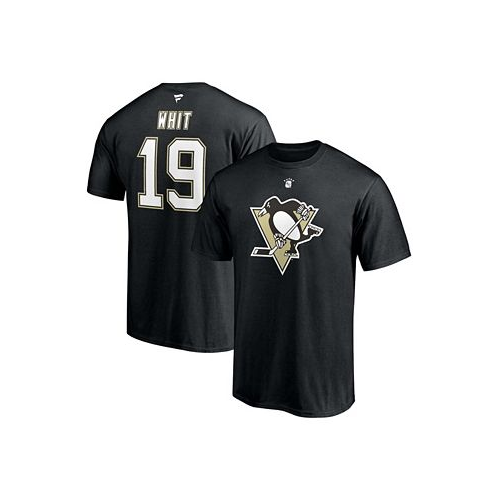 Fanatics Mens Ryan Whitney Black Pittsburgh Penguins Authentic Stack Retired Player Nickname Number T-shirt